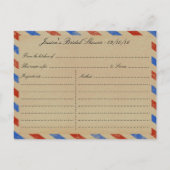 Vintage Airmail Bridal Shower Recipe Cards (Back)