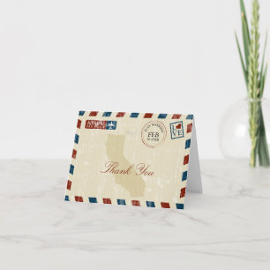 Vintage Airmail California Wedding Thank You Card