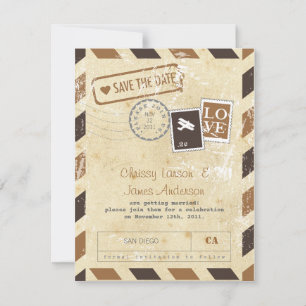 Vintage Airmail Card Save the Date
