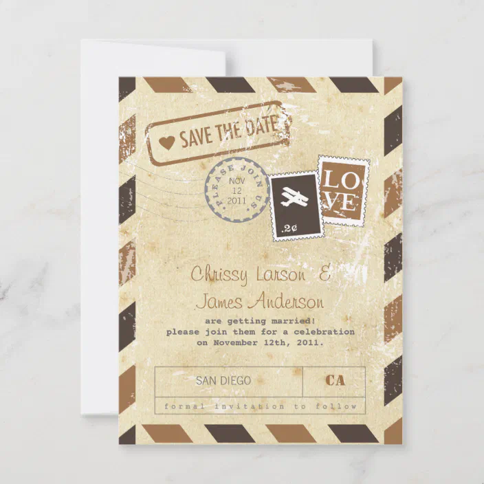 PERSONALISED VINTAGE AIRMAIL TELEGRAM WEDDING INVITATIONS PACKS OF 10 PERSONALISED VINTAGE AIRMAIL TELEGRAM WEDDING INVITATIONS PACKS OF 10
