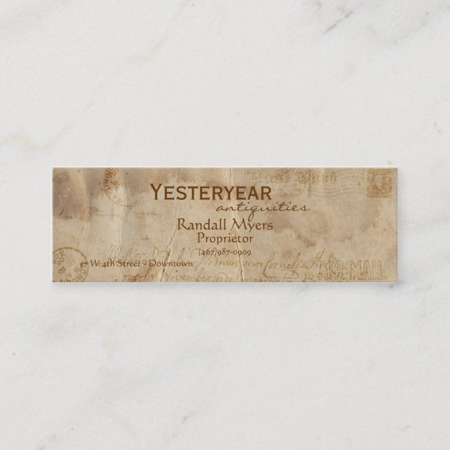 Vintage Airmail II Mini Business Card (Front)