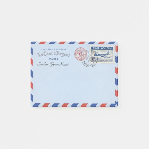 Vintage Airmail Le Chat d’Argent Post-it® Post-it Notes