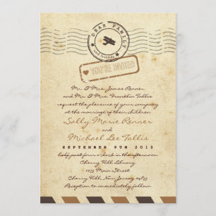 Vintage Airmail Love Letter Wedding Invitation