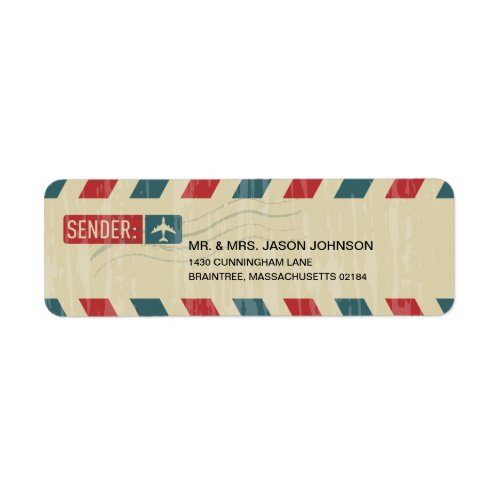 Vintage Airmail RETURN ADDRESS Mailing Label