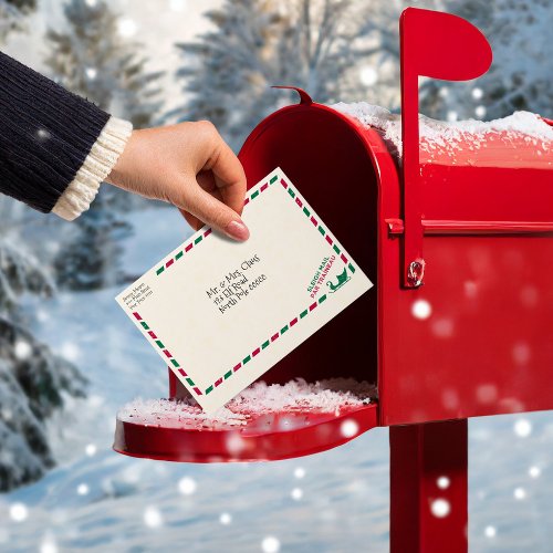 Vintage Airmail Shipping To Santa Christmas  Envelope