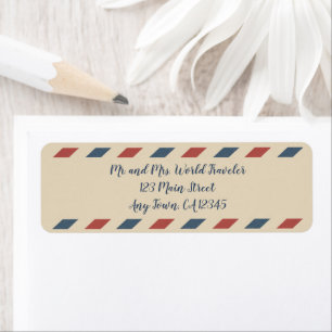 Vintage Airmail Stripes, Travel Industry Label