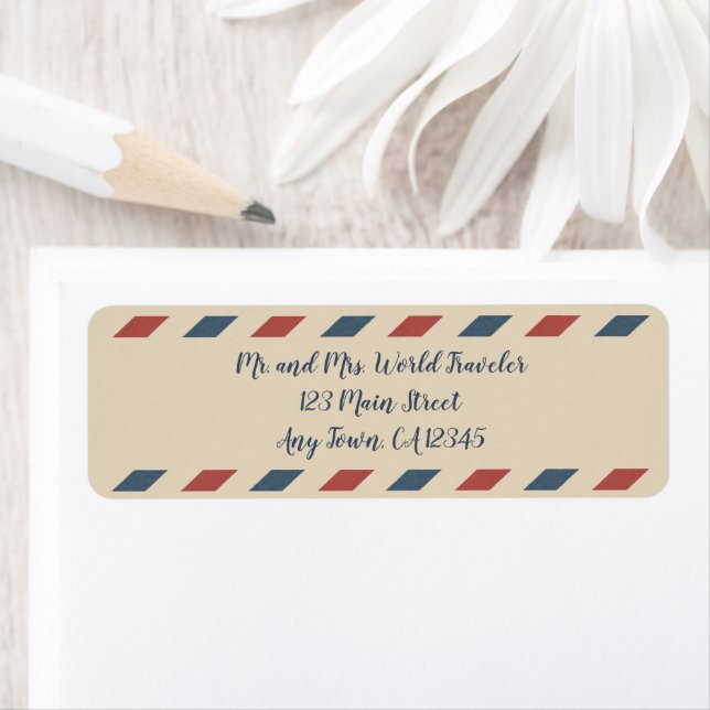 Vintage Airmail Stripes, Travel Industry Label (Insitu)