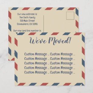 Vintage Airmail Stripes, Travel Industry Postcard