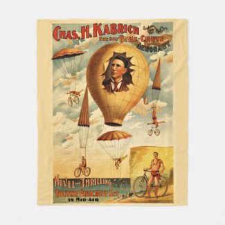Vintage Aironaut Parachute Stunt, WPA Poster Fleece Blanket