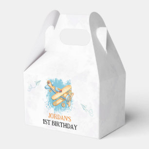 Vintage Airplane 1st Birthday Party Favor Boxes