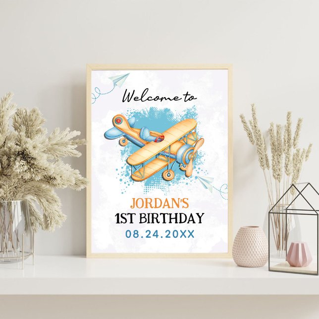 Vintage Airplane 1st Birthday Party Foam Board (Creator Uploaded)