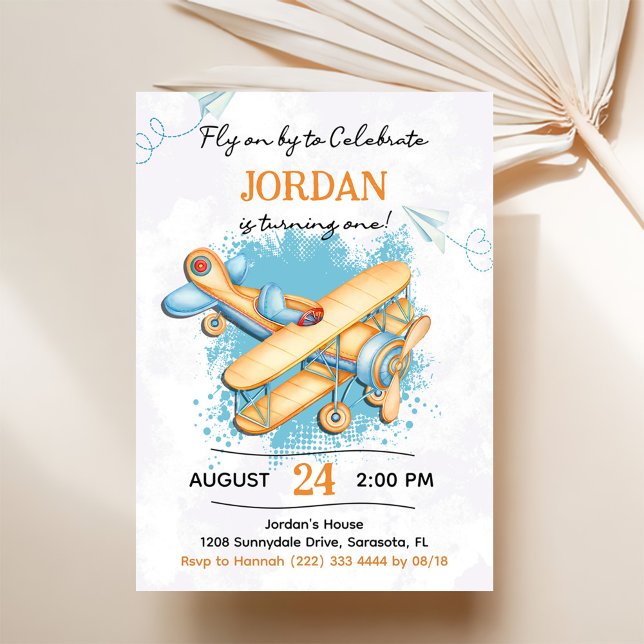 Vintage Airplane 1st Birthday Party Invitation (Creator Uploaded)