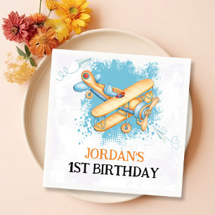 Vintage Airplane 1st Birthday Party Napkins