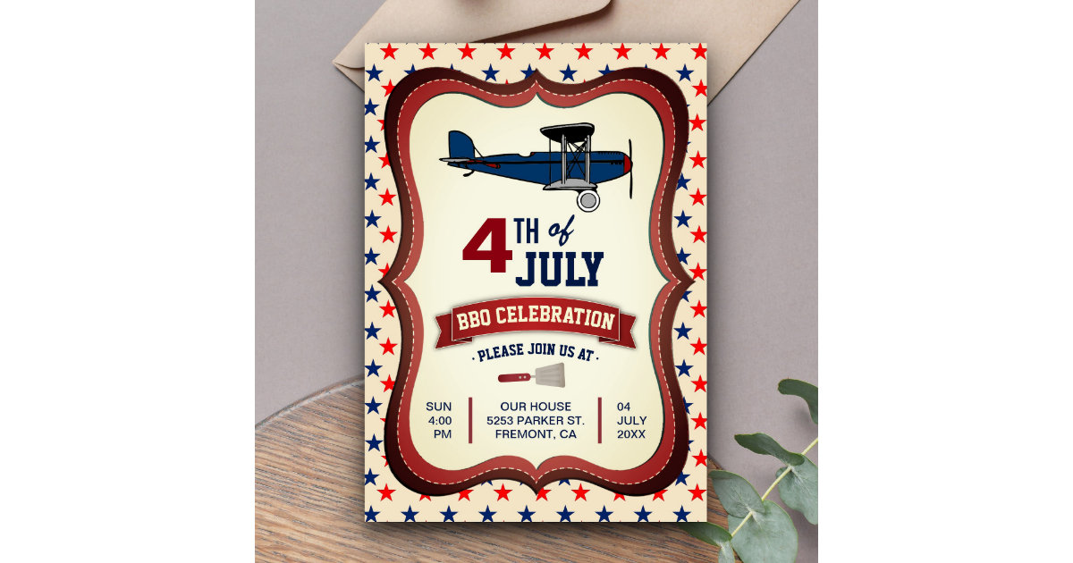 Fourth of July Invitation Vintage Fourth of July Invitation 