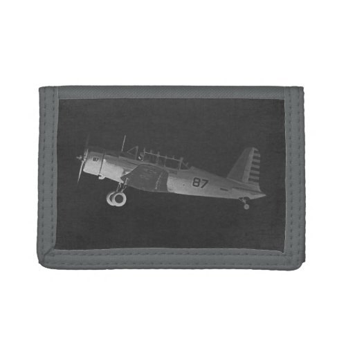 Vintage Airplane 87 Black Trifold Wallet