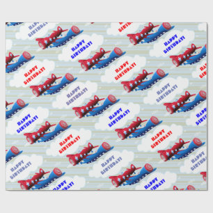Vintage Airplane Airforce Airshow Aviator Stripes Wrapping Paper