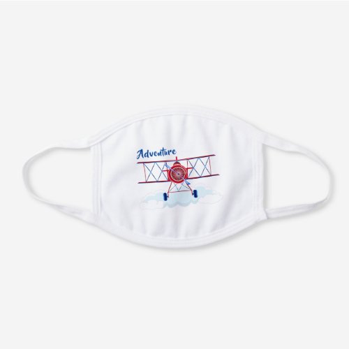 Vintage Airplane Airforce Aviator White Cotton Face Mask