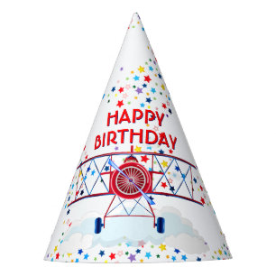 Vintage Airplane Airshow Birthday Stars Party Hat