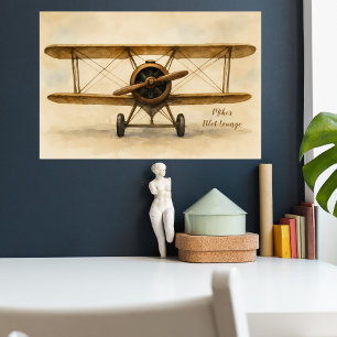 Vintage Airplane Antique Biplane Aviation Aviator Poster