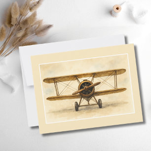 Vintage Airplane Antique Biplane Aviation Birthday Postcard