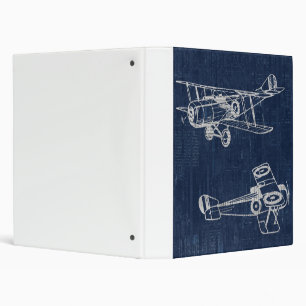 Vintage Airplane Art Newspaper Text & Script Style 3 Ring Binder