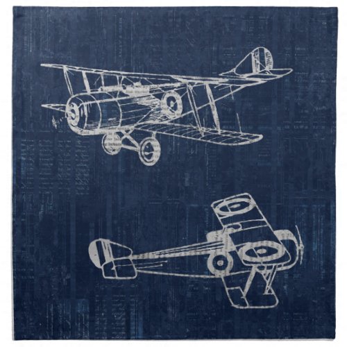 Vintage Airplane Art Newspaper Text  Script Style Cloth Napkin