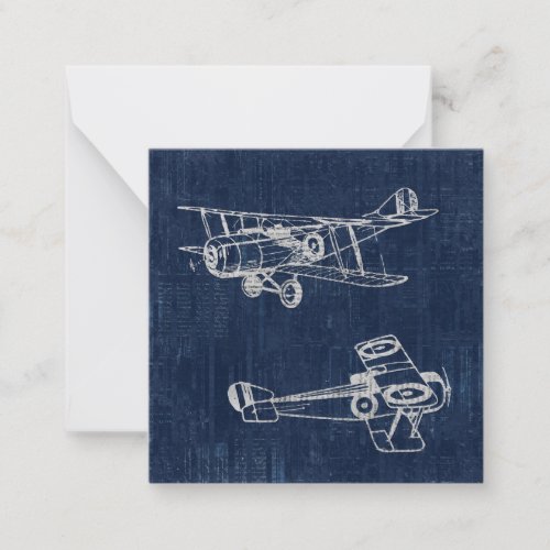 Vintage Airplane Art Newspaper Text  Script Style Note Card