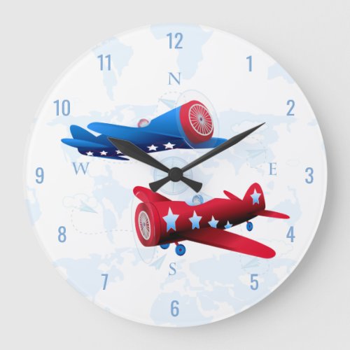 Vintage Airplane Aviator Airforce Large Clock