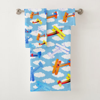Vintage Airplane Aviator Aviation Airforce Pilot Bath Towel Set