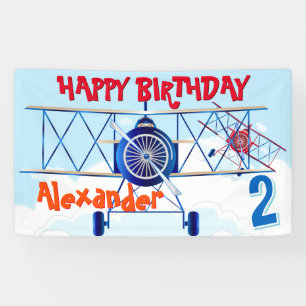 Vintage Airplane Aviator BIrthday Banner