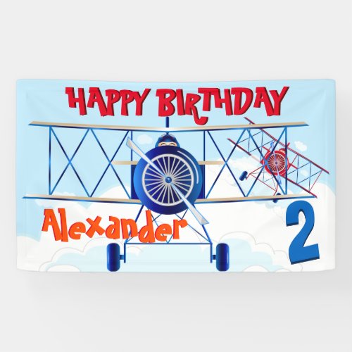 Vintage Airplane Aviator BIrthday Banner