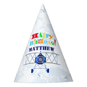 Vintage Airplane Aviator Birthday Party Hat