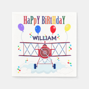Vintage Airplane Aviator Birthday Party Napkins