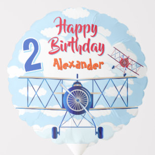 Vintage Airplane Aviator Kids Birthday Balloon