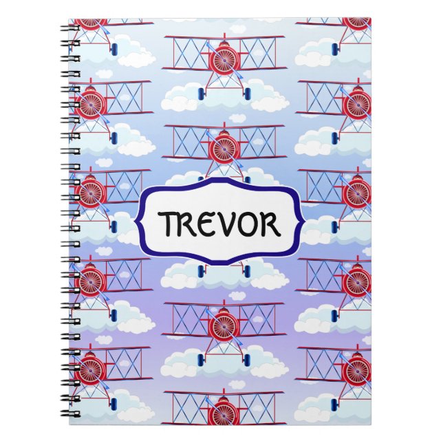 Vintage Airplane Aviator Travel Adventure Notebook (Front)