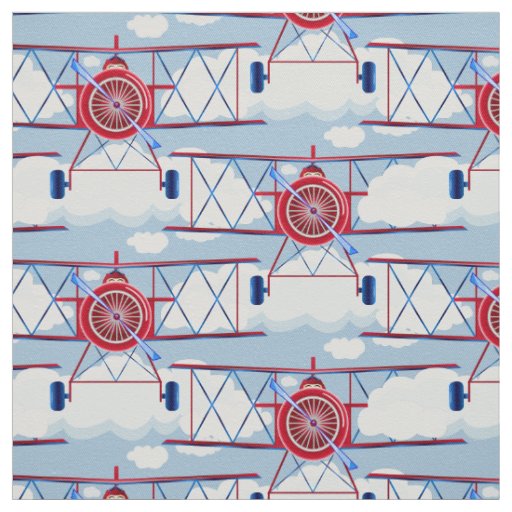 Vintage Airplane Aviator Travel Adventure Pilot Fabric