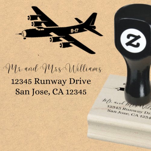 Vintage Airplane B-17 Flying Fortress Aviation Rubber Stamp