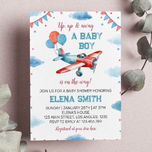 Vintage Airplane Baby Boy Baby Shower Invitation