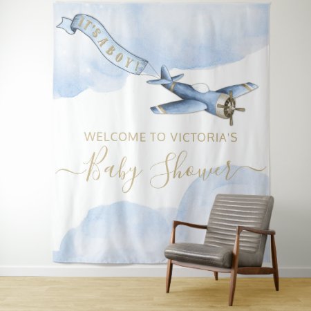 Vintage Airplane Baby Shower Backdrop Xl