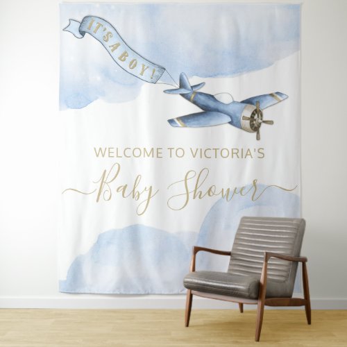 Vintage Airplane Baby Shower Backdrop XL