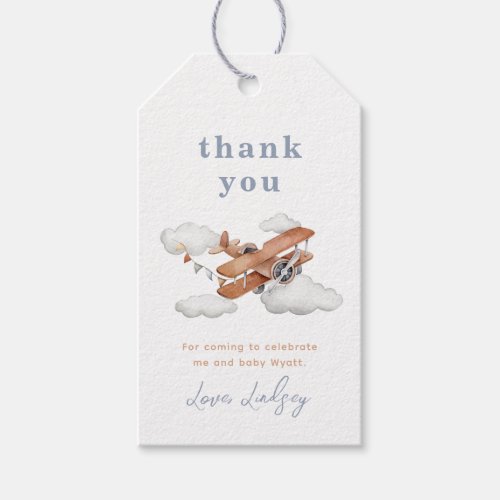 Vintage Airplane Baby Shower Favor Tags