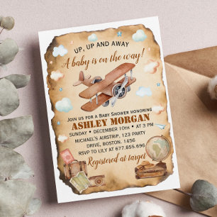 Vintage Airplane Baby Shower Invitation