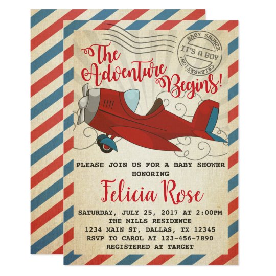 Vintage Airplane Baby Shower Invitation Invite Zazzle