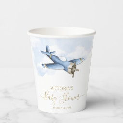 Vintage Airplane Baby Shower Paper Cups | Zazzle
