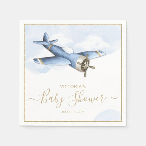 Vintage Airplane Baby Shower Paper Napkins