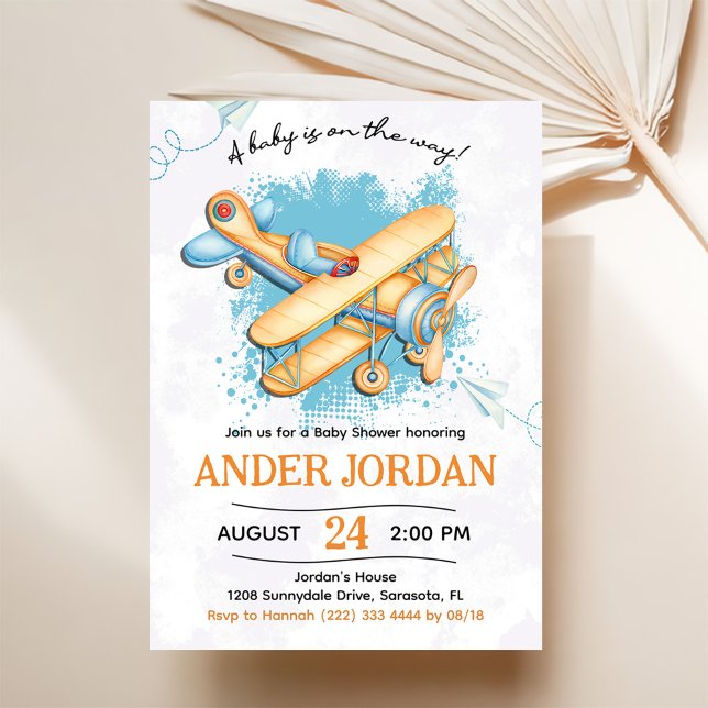 Vintage Airplane Baby Shower Party  Invitation (Creator Uploaded)