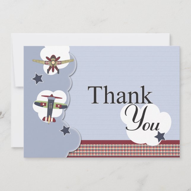 Vintage Airplane Baby Shower Thank You (Front)