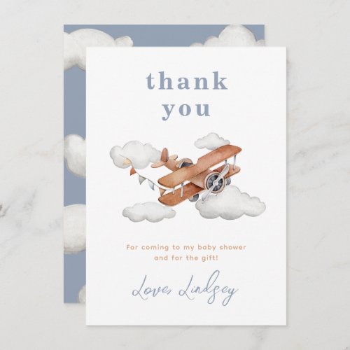 Vintage Airplane Baby Shower Thank You Card 