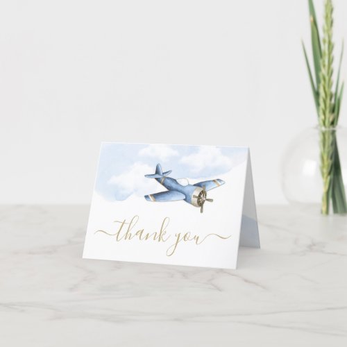 Vintage Airplane Baby Shower Thank You Cards