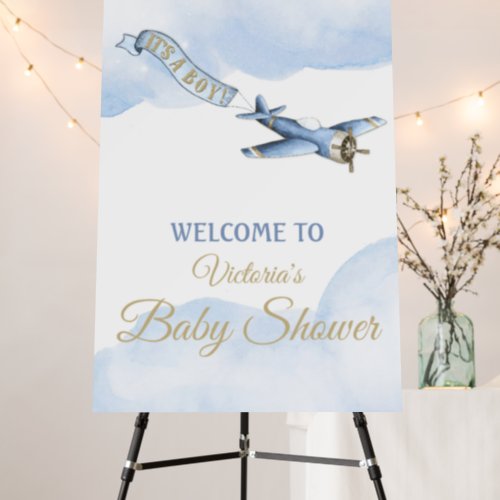 Vintage Airplane Baby Shower Welcome Sign